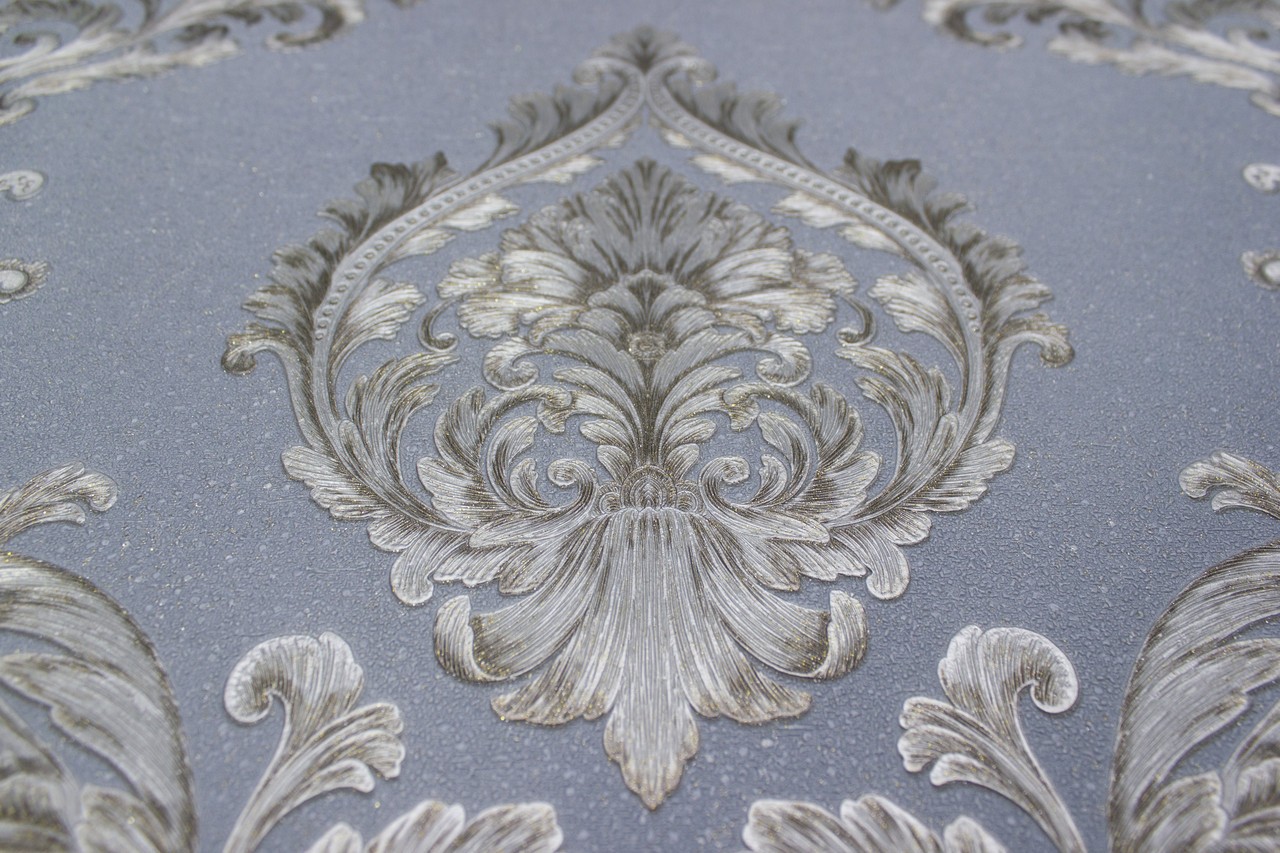Hot Embossed wallpaper on Non-Woven Base Vinil Mersin PVIP 6-0871 Gray-blue 10,05 x 1,06 m