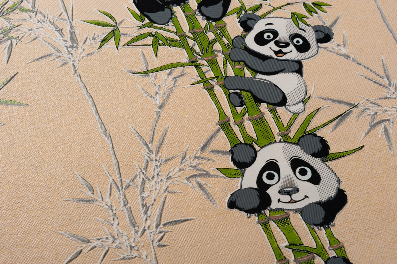 Vinyl Foam wallpaper on non-woven base Vinil Pandas DHN-1427/1 Peach 10,05 x 1,06 m