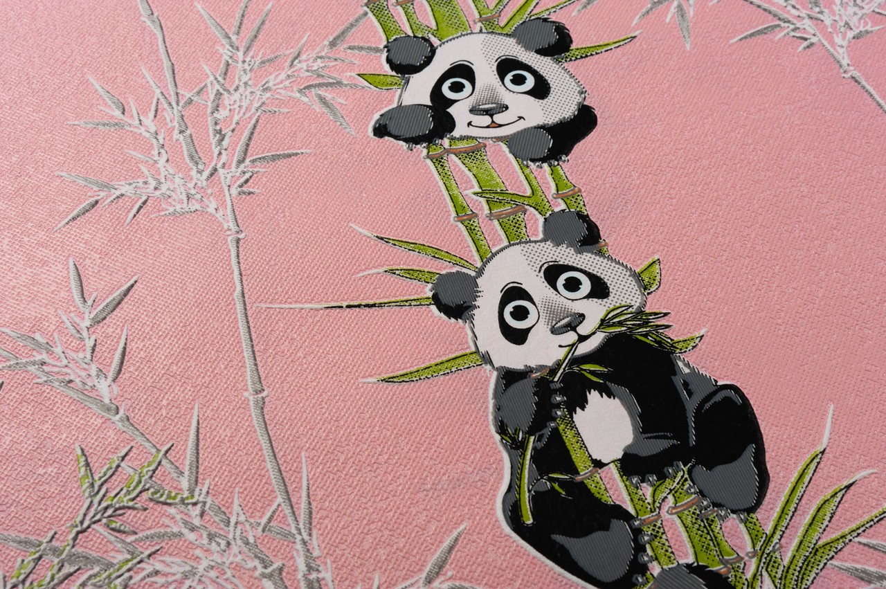 Vinyl Foam wallpaper on non-woven base Vinil Pandas DHN-1427/3 Pink 10,05 x 1,06 m