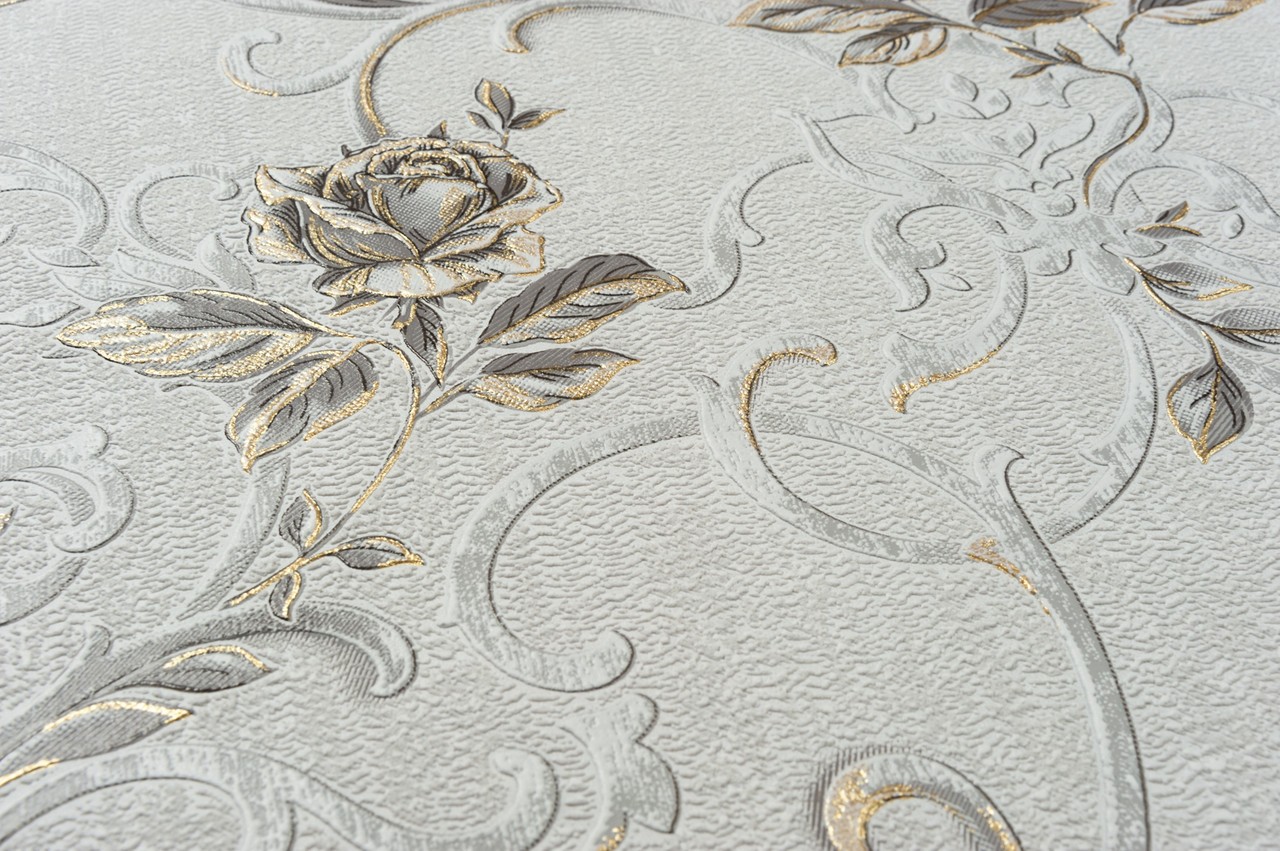 Vinyl Foam wallpaper on non-woven base Vinil Donna  DHS-1460/3 Light-Gray 10,05 x 1,06 m