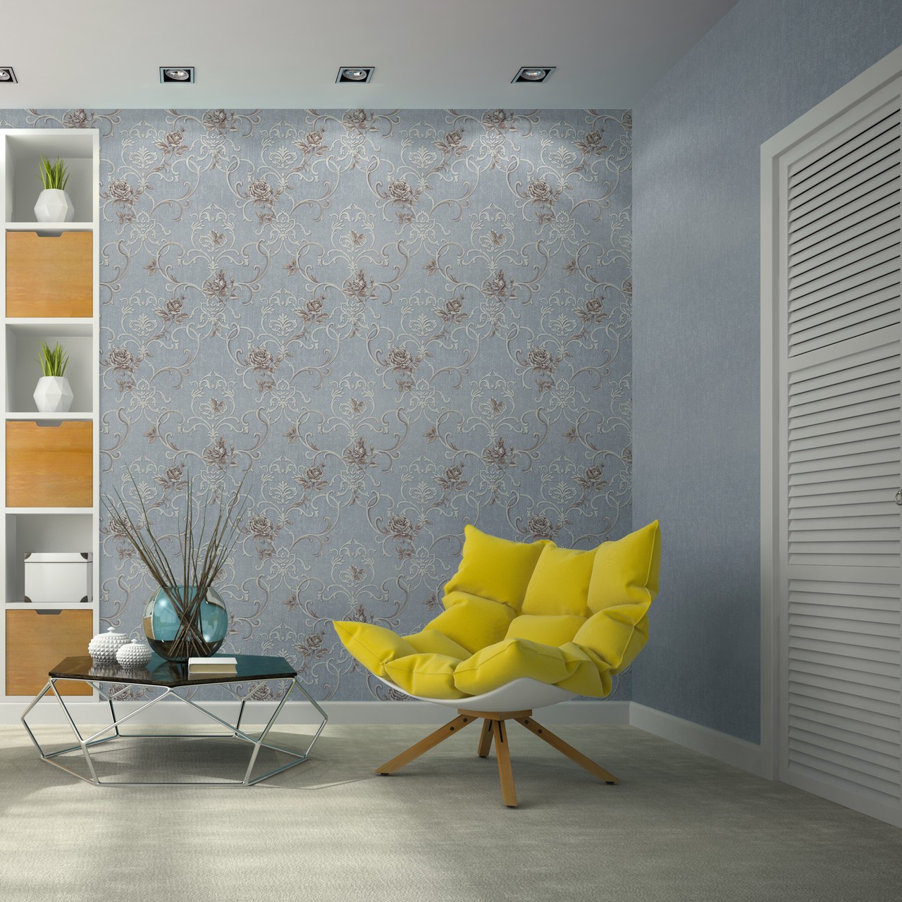 Vinyl Foam wallpaper on non-woven base Vinil Donna  DHS-1460/3 Light-Gray 10,05 x 1,06 m