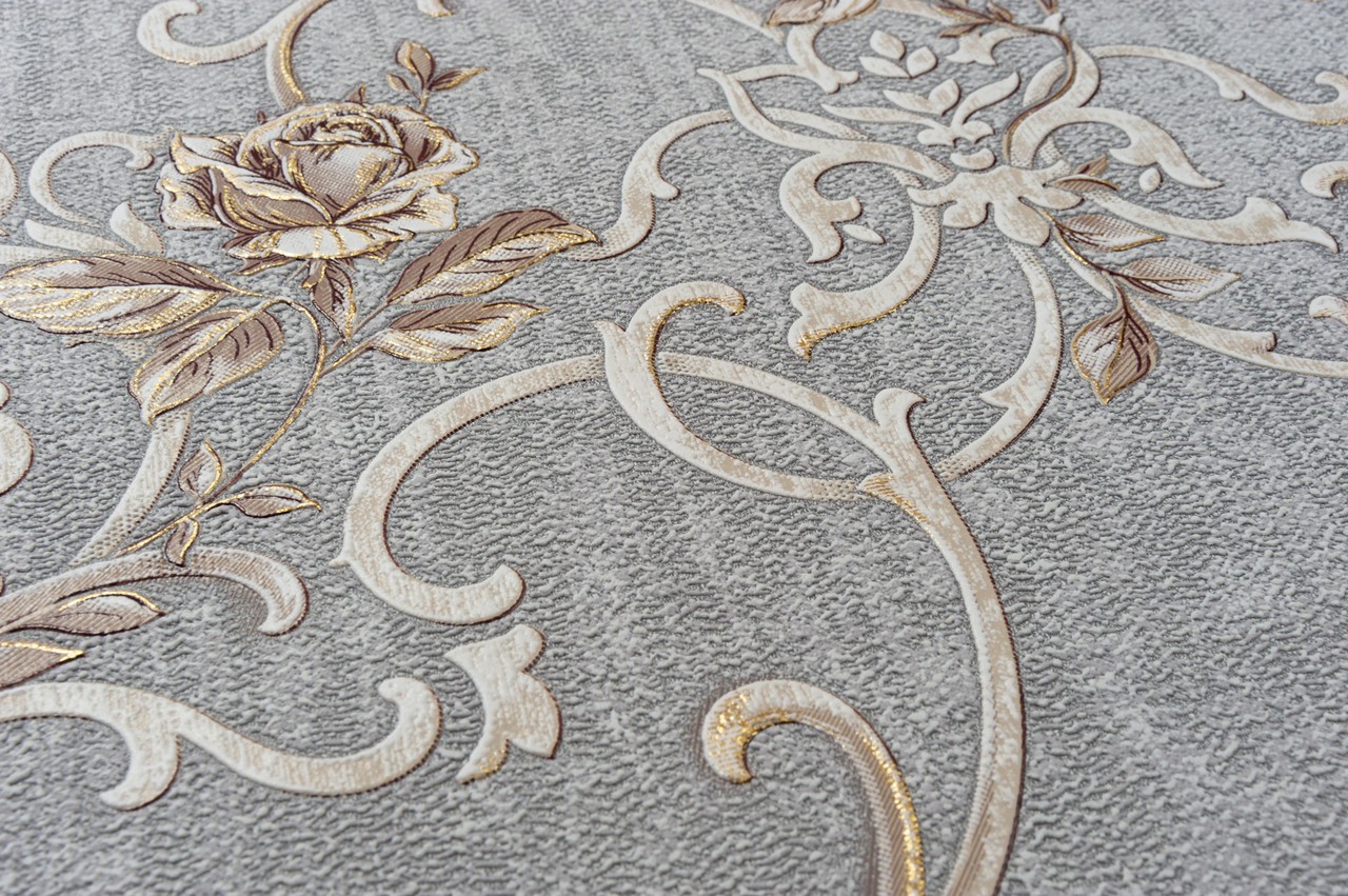 Vinyl Foam wallpaper on non-woven base Vinil Donna  DHS-1460/5 Dark Gray 10,05 x 1,06 m