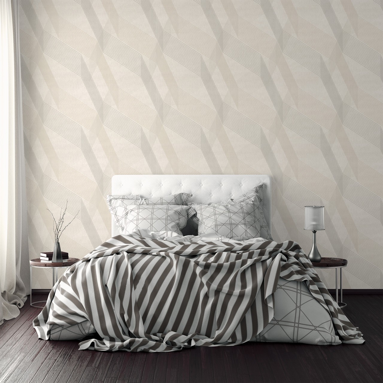 Hot Embossed wallpaper on Non-Woven Base Vinil Fringe TFSH 3-1431 Cold-Beige 10,05 x 1,06 m