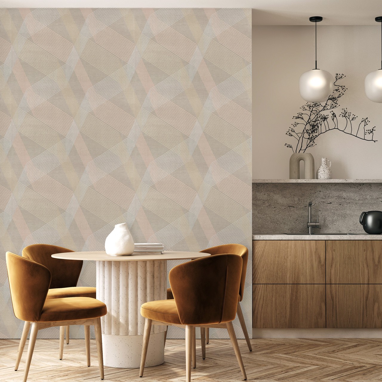 Hot Embossed wallpaper on Non-Woven Base Vinil Fringe TFSH 5-1431 Brown 10,05 x 1,06 m