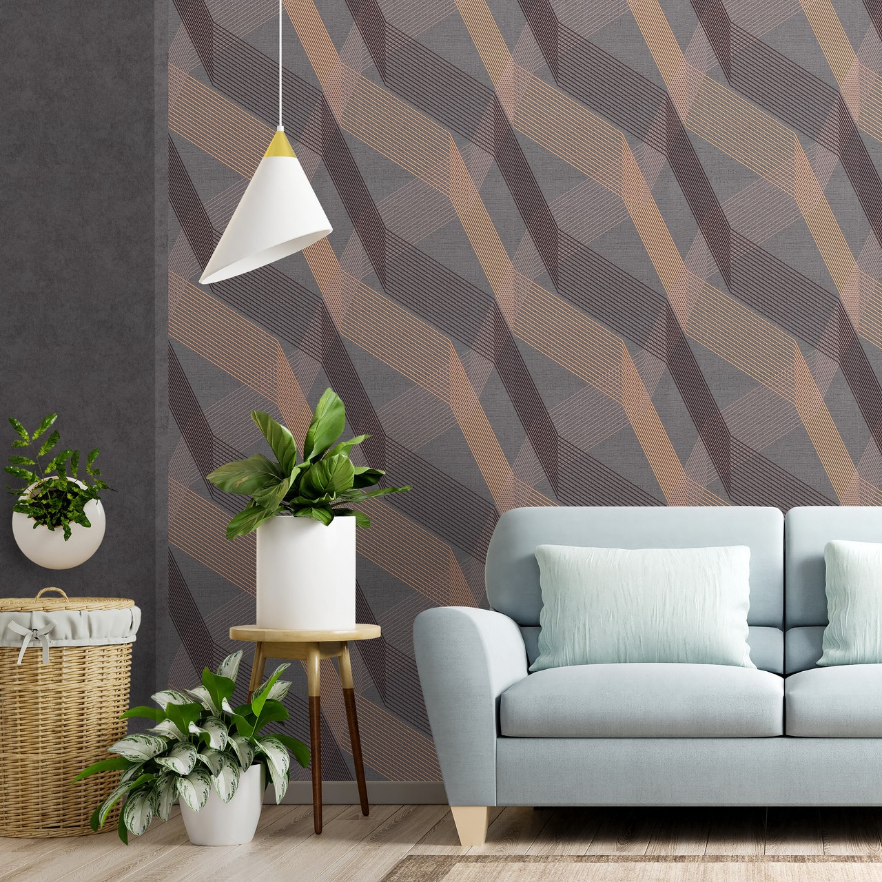 Hot Embossed wallpaper on Non-Woven Base Vinil Fringe TFSH 6-1431 Gray-Black 10,05 x 1,06 m