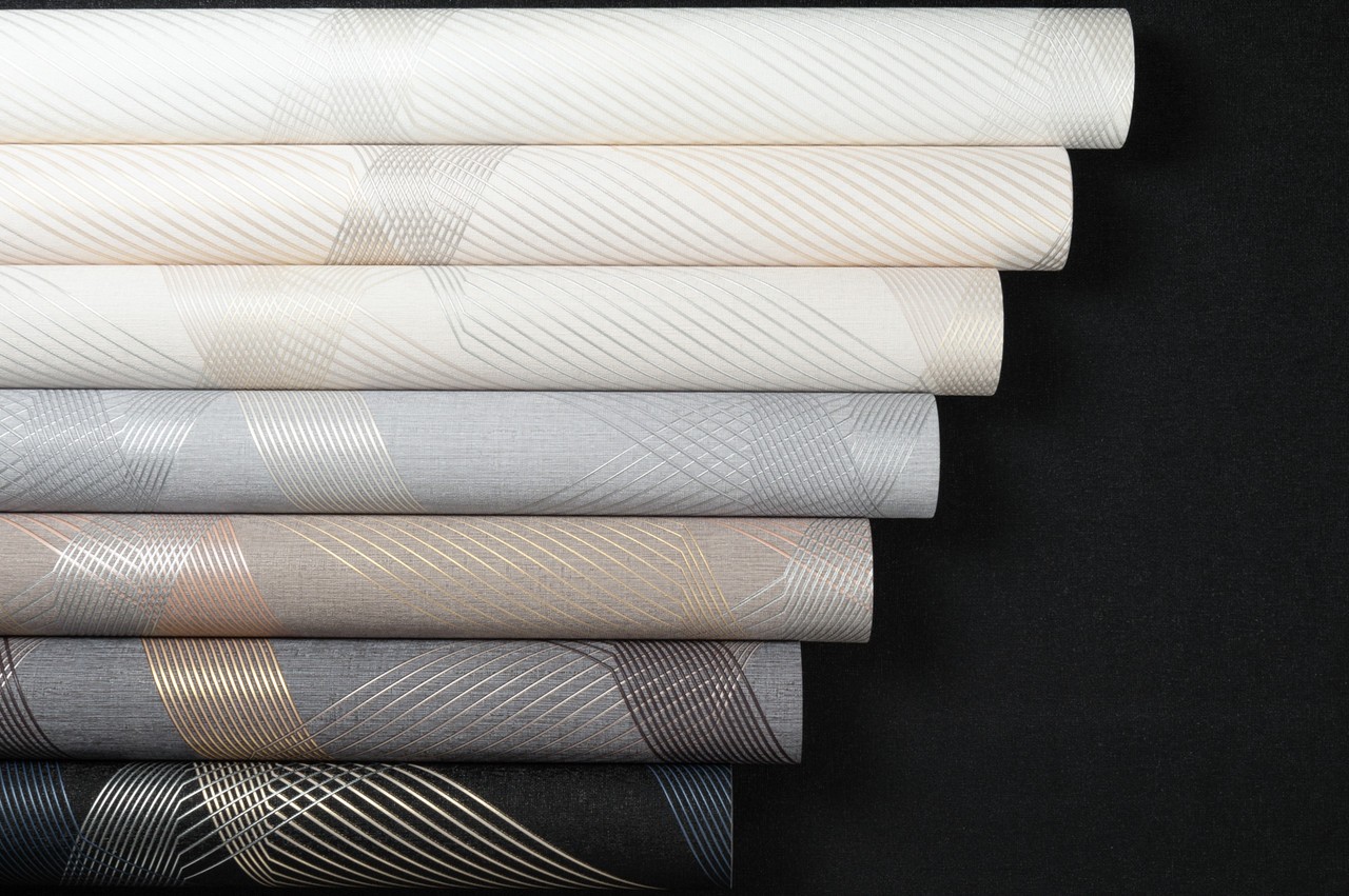 Hot Embossed wallpaper on Non-Woven Base Vinil Fringe TFSH 6-1431 Gray-Black 10,05 x 1,06 m
