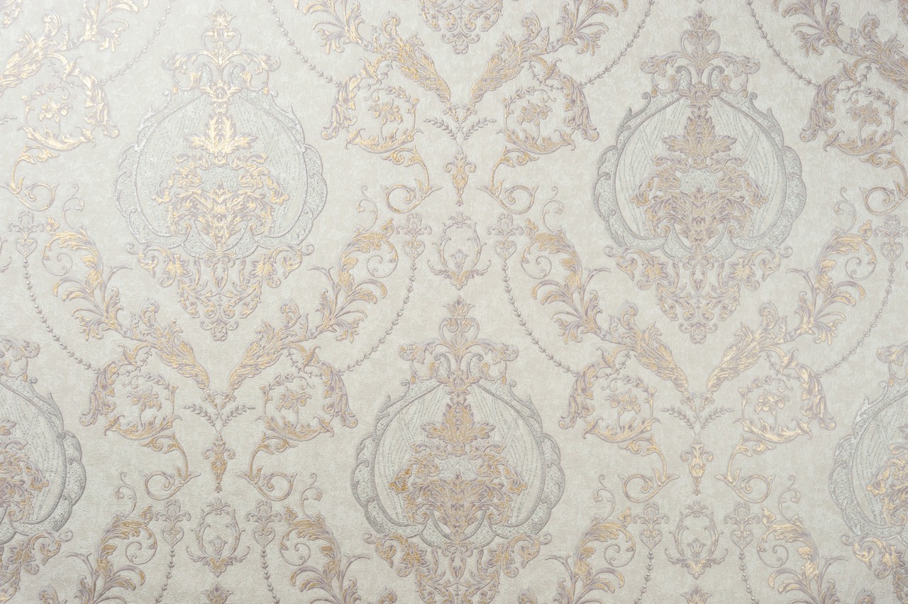 Vinyl Foam wallpaper on non-woven base Vinil Malena DHV-1484/1 Golden-White 10,05 x 1,06 m