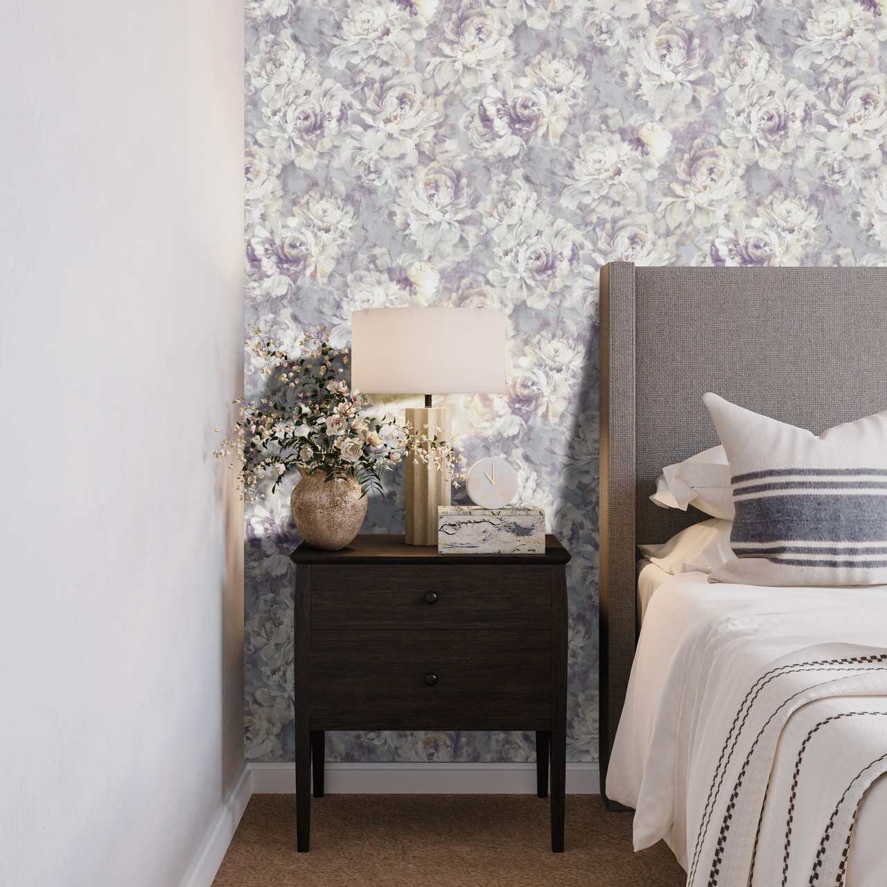 Hot Embossed wallpaper on Non-Woven Base Vinil Norwood VIP 1-1240 White 10,05 x 1,06 m