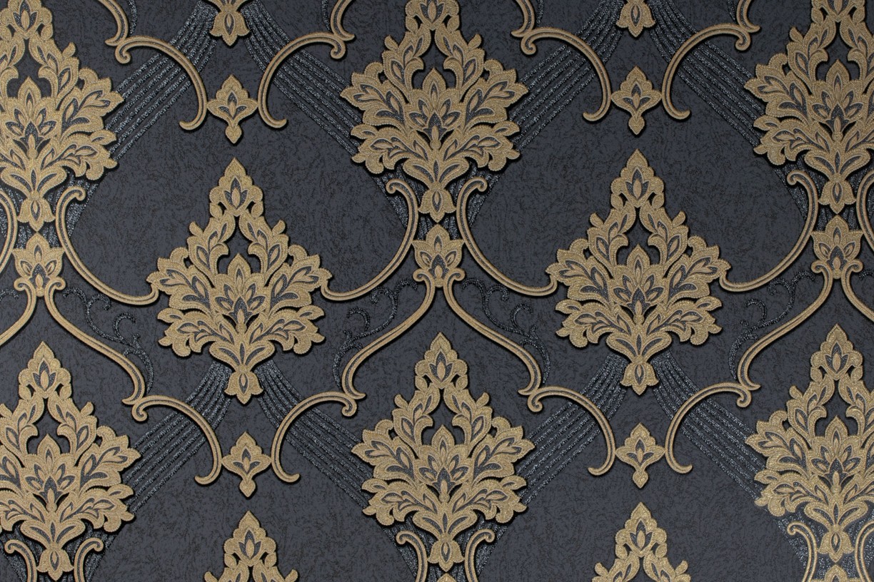 Vinyl Foam wallpaper on non-woven base Vinil ARABELLA DHV-1482/5 Gray-Black 10,05 x 1,06 m