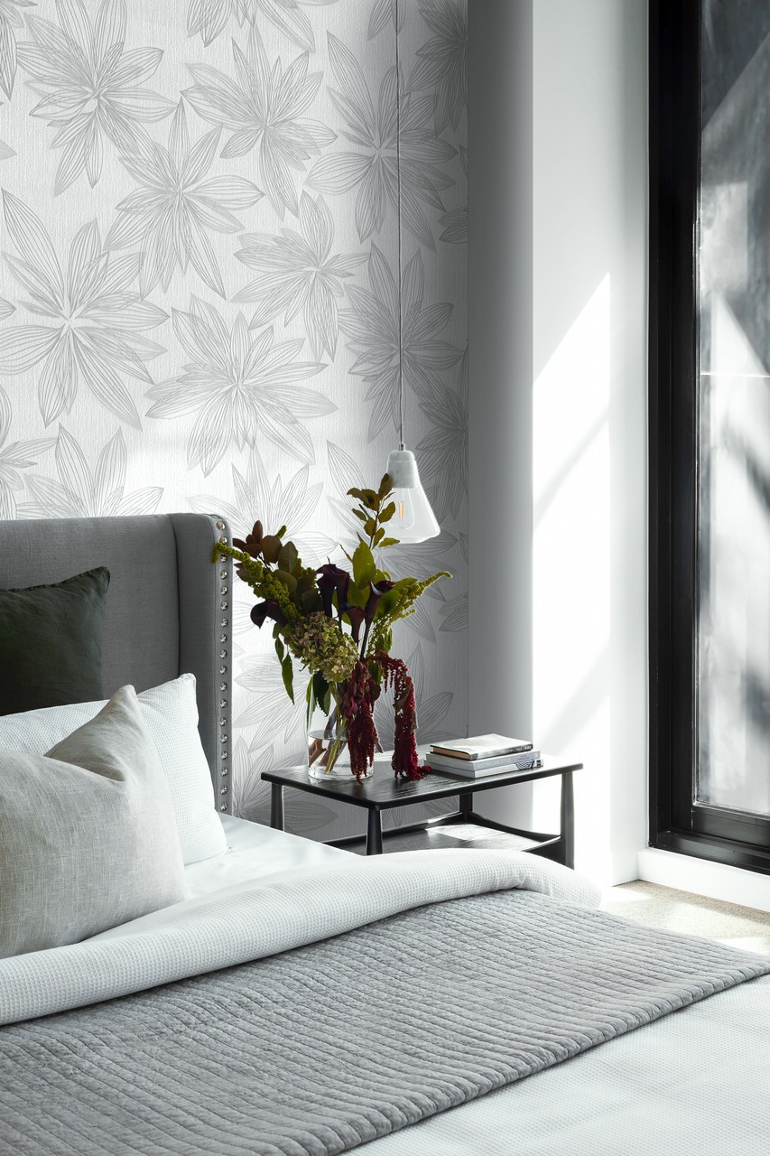 Vinyl Foam wallpaper on non-woven base Vinil Aturina  DHS-1476/2 White 10,05 x 1,06 m