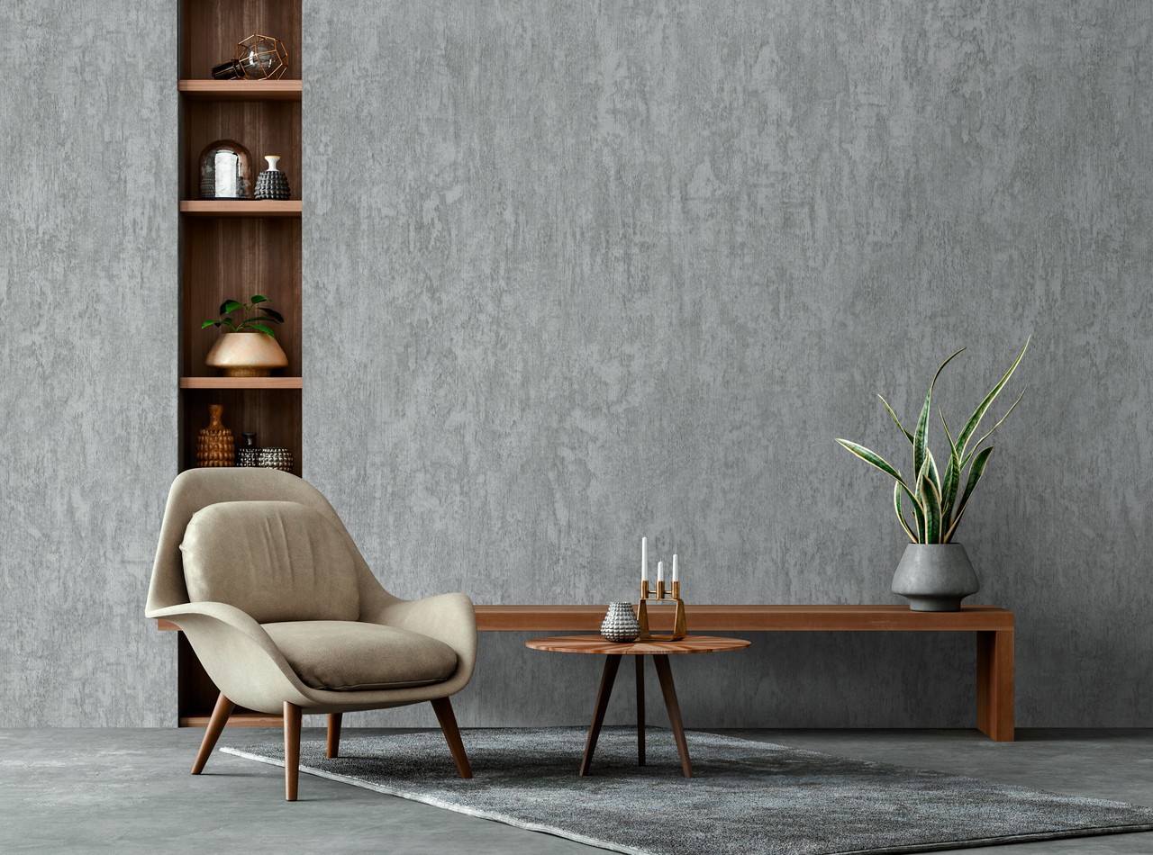Hot Embossed wallpaper on Non-Woven Base Vinil Concrete SHT 3-1563 Gray Blue 10,05 x 1,06 m