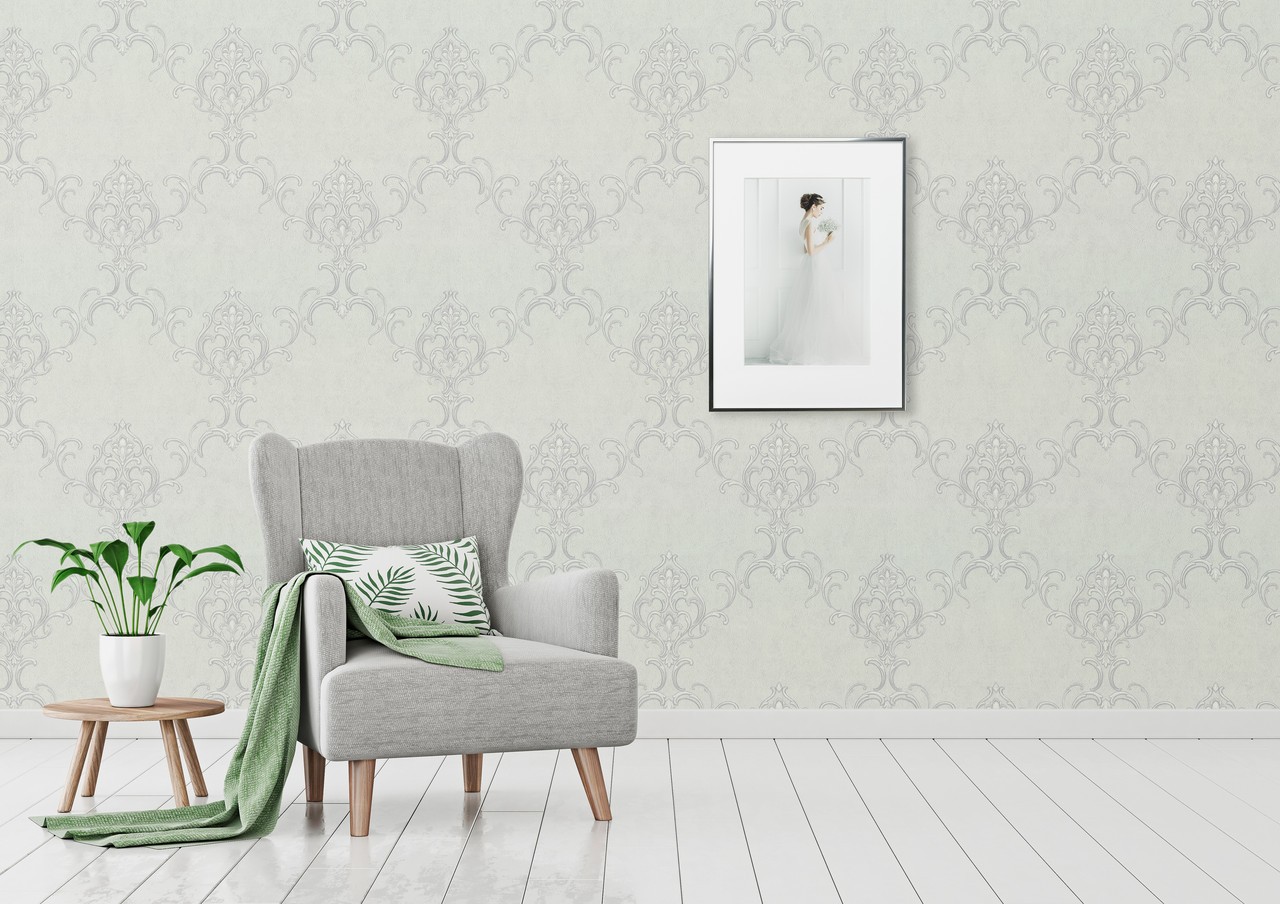 Hot Embossed wallpaper on Non-Woven Base Vinil Persia PVIP 7-0874 Silver-Brown 10,05 x 1,06 m