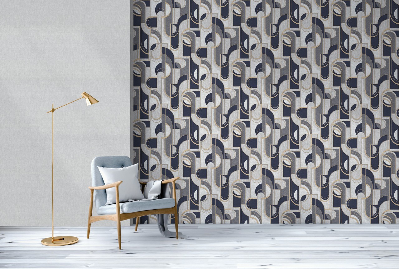 Hot Embossed wallpaper on Non-Woven Base Vinil Lion TFSH 5-1432 Gray-Black 10,05 x 1,06 m