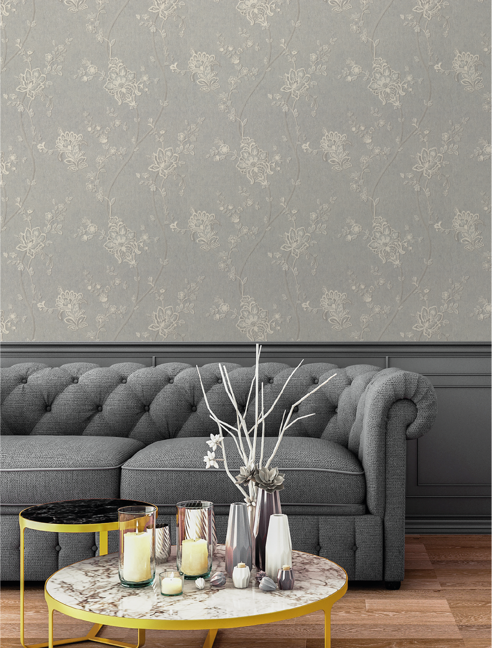 Hot Embossed wallpaper on Non-Woven Base Vinil Alanya PVIP 7-1572 Gray-Brown 10,05 x 1,06 m