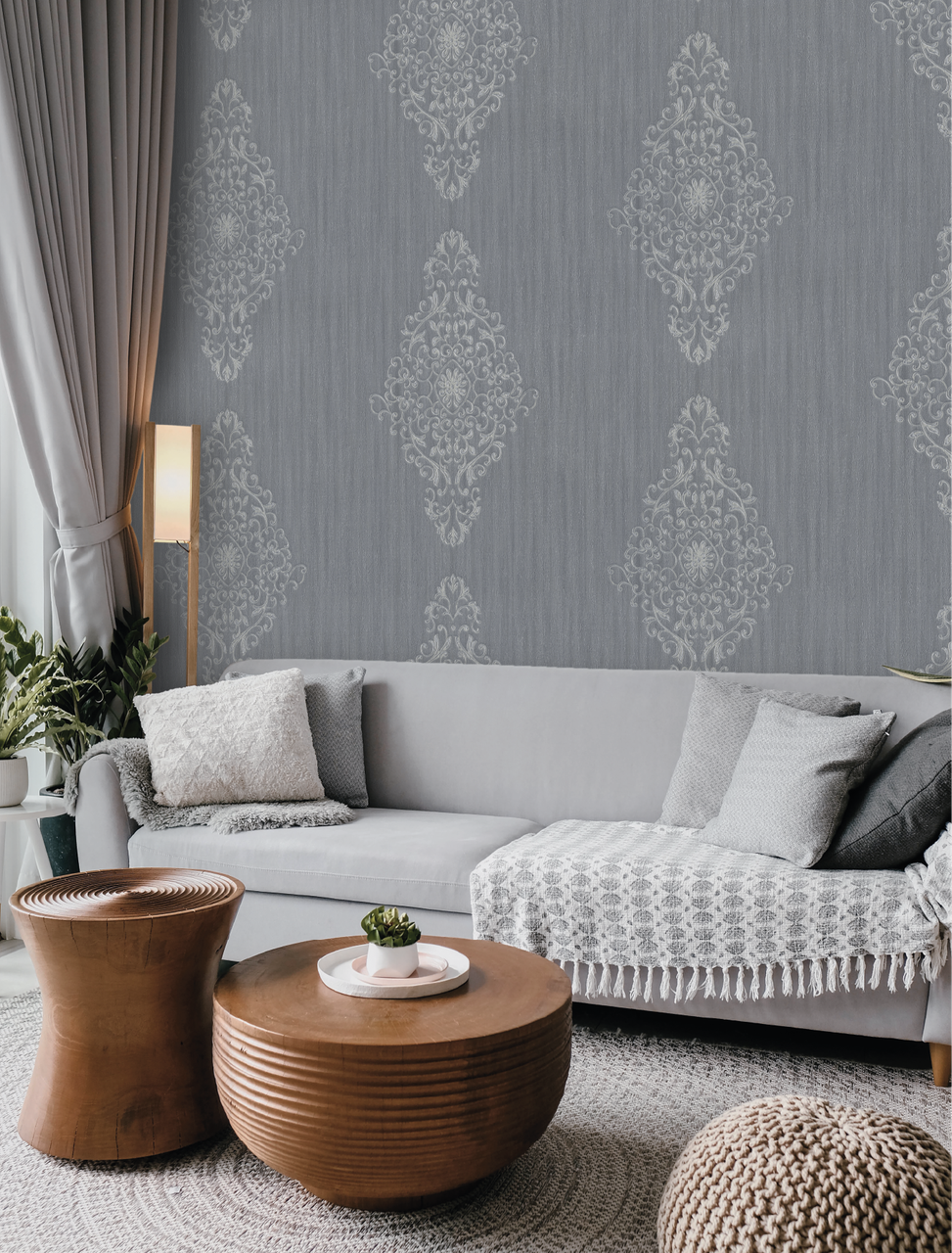 Hot Embossed wallpaper on Non-Woven Base Vinil Irene TFSH 5-1436 Gray1 10,05 x 1,06 m