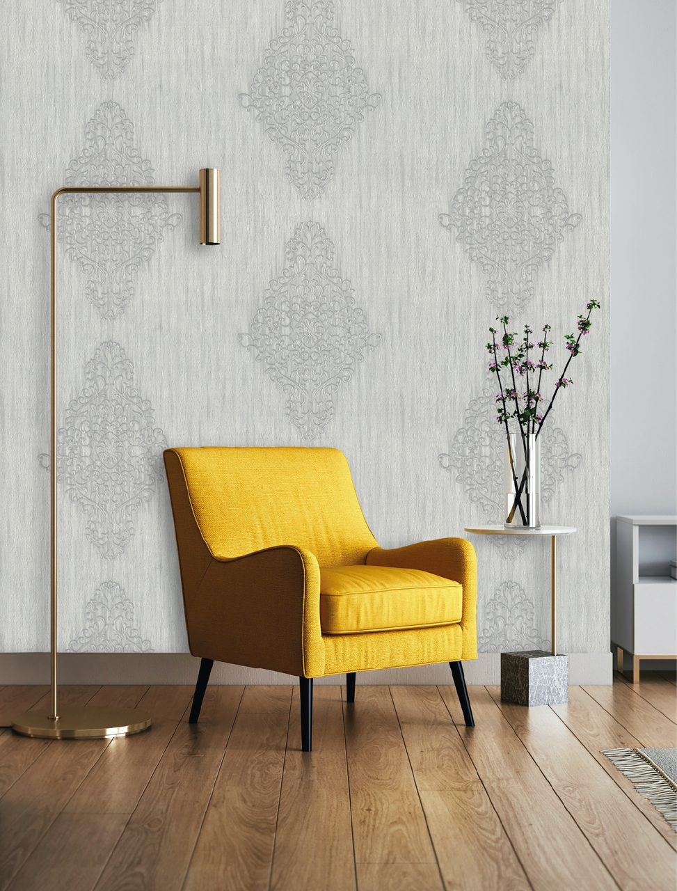 Hot Embossed wallpaper on Non-Woven Base Vinil Irene TFSH 6-1436 Gray2 10,05 x 1,06 m