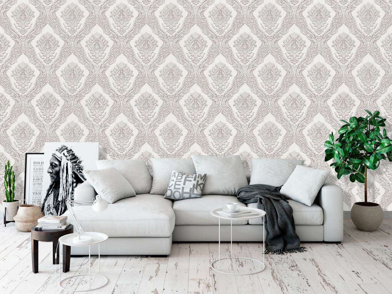 Vinyl Foam wallpaper on non-woven base Vinil CHARLOTTE KFV 1-1621 Beige-Gold-Silver 10,05 x 0,53 m Beige-Gold-Silver