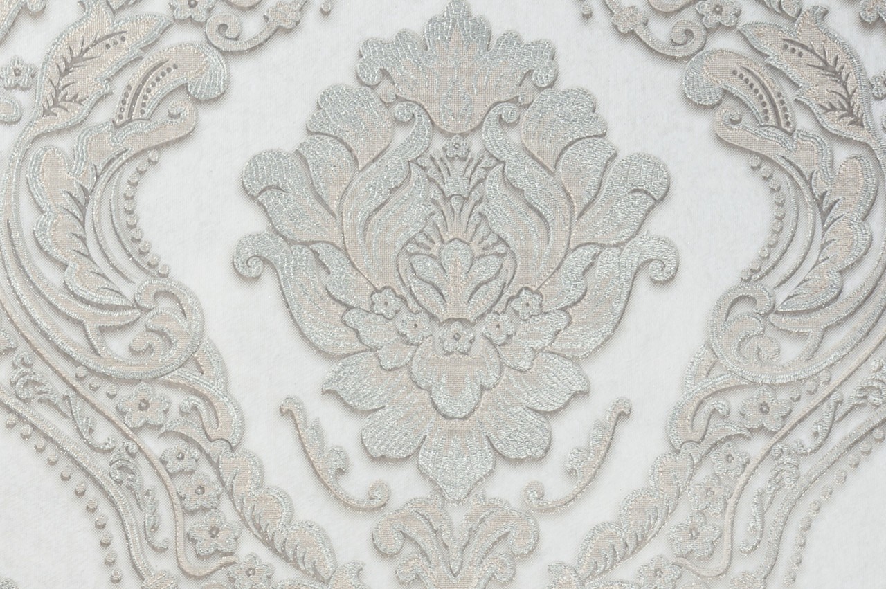 Vinyl Foam wallpaper on non-woven base Vinil CHARLOTTE KFV 3-1621 Light-Silver 10,05 x 0,53 m