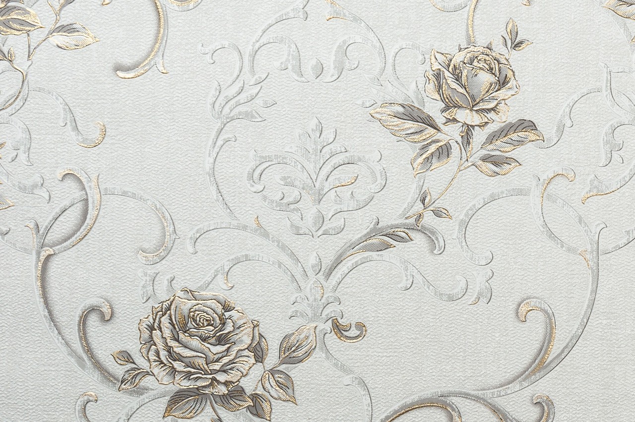 Vinyl Foam wallpaper on non-woven base Vinil Donna KFS 3-1528 Light-Gray 10,05 x 0,53 m