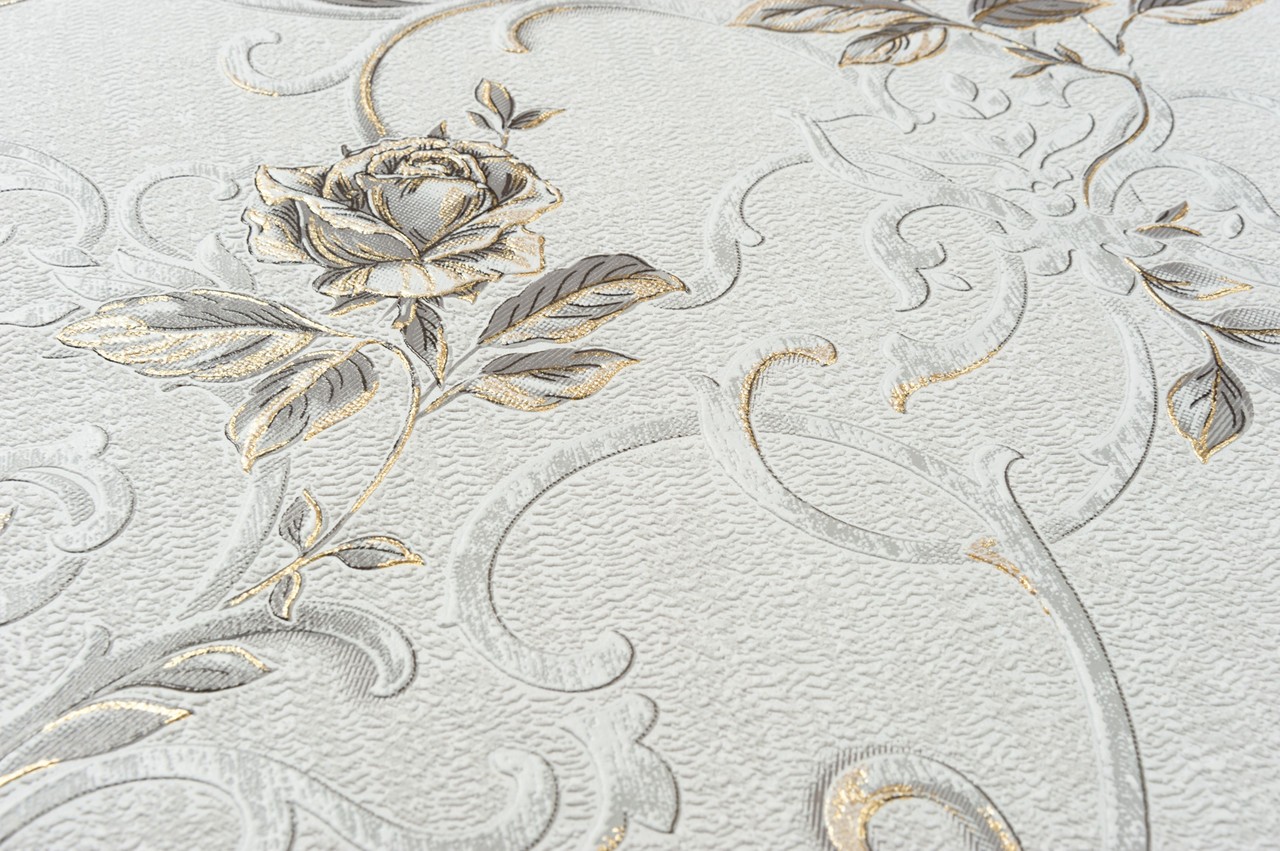 Vinyl Foam wallpaper on non-woven base Vinil Donna KFS 3-1528 Light-Gray 10,05 x 0,53 m