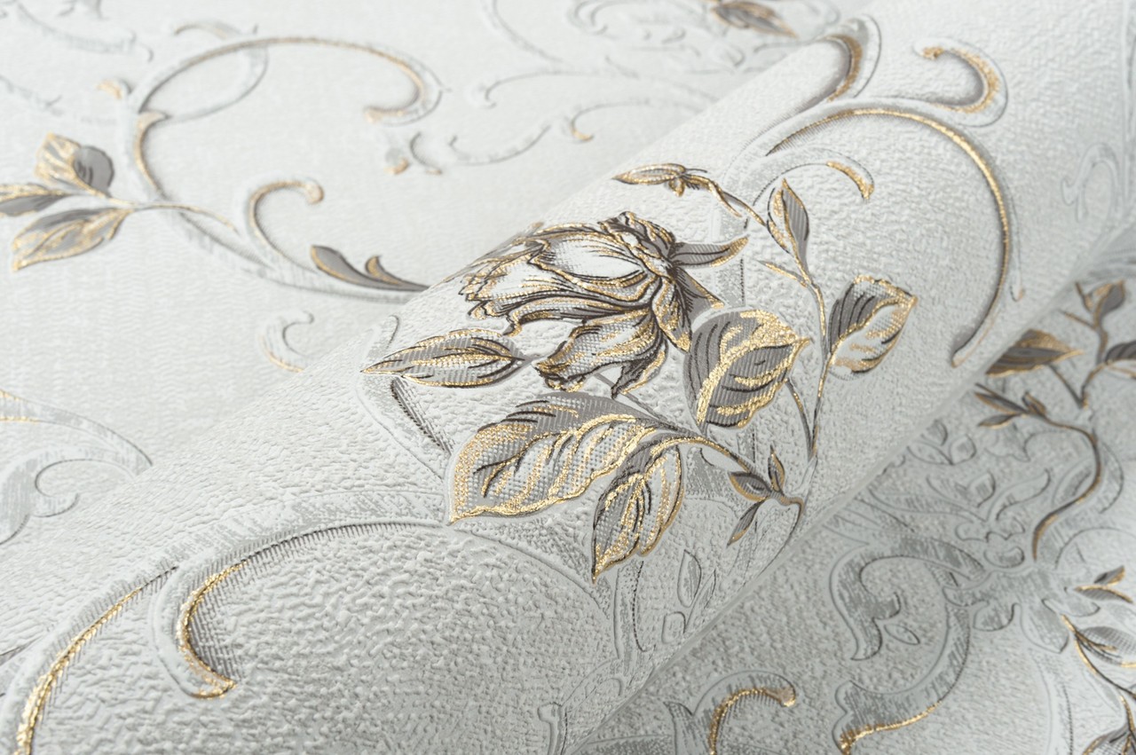 Vinyl Foam wallpaper on non-woven base Vinil Donna KFS 3-1528 Light-Gray 10,05 x 0,53 m