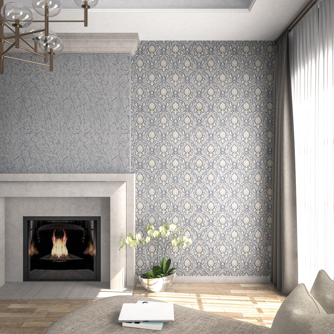 Vinyl Foam wallpaper on non-woven base Vinil Klein KFS 2-1525 Golden Sandy 10,05 x 0,53 m
