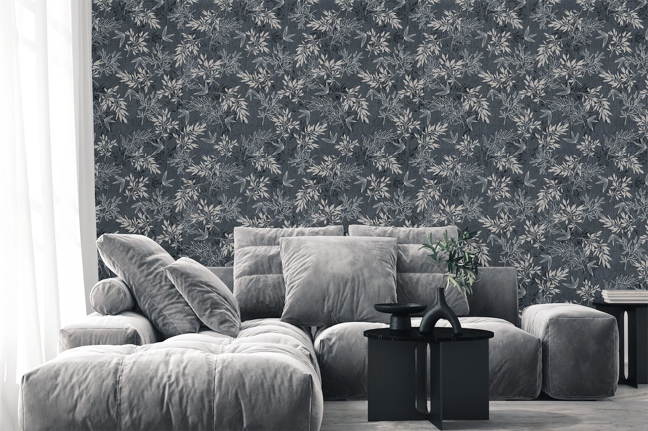 Vinyl Foam wallpaper on non-woven base Vinil Cashmere DHV-1594/6 Dark Gray 10,05 x 1,06 m