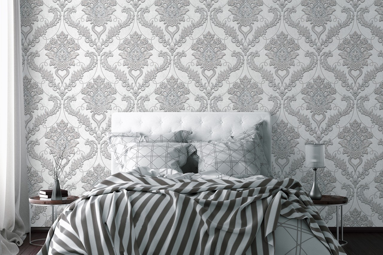 Vinyl Foam wallpaper on non-woven base Vinil Avery DHV-1593/1 Gray-Beige 10,05 x 1,06 m