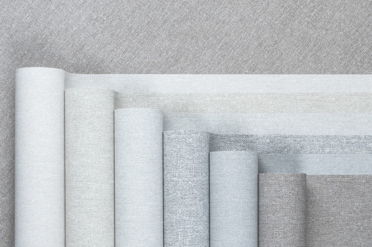 Hot Embossed wallpaper on Non-Woven Base Vinil Jute SHT 4-1555 Gray-White 10,05 x 1,06 m