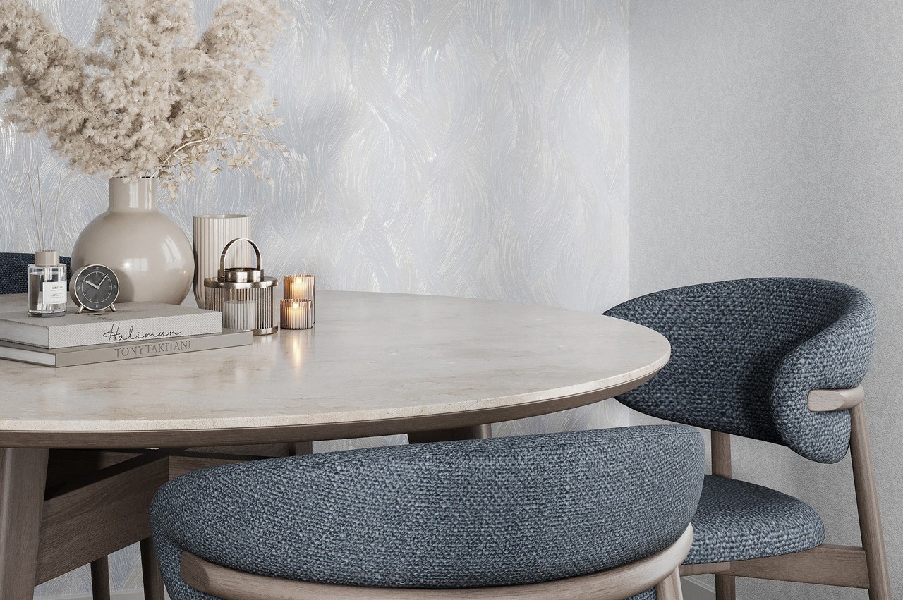 Vinyl Foam wallpaper on non-woven base Vinil Aqua DHV-1595/5 Gray-Turquoise 10,05 x 1,06 m