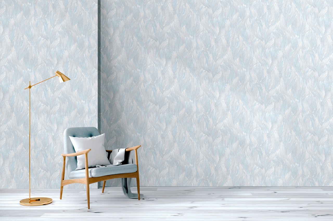 Vinyl Foam wallpaper on non-woven base Vinil Aqua DHV-1595/5 Gray-Turquoise 10,05 x 1,06 m