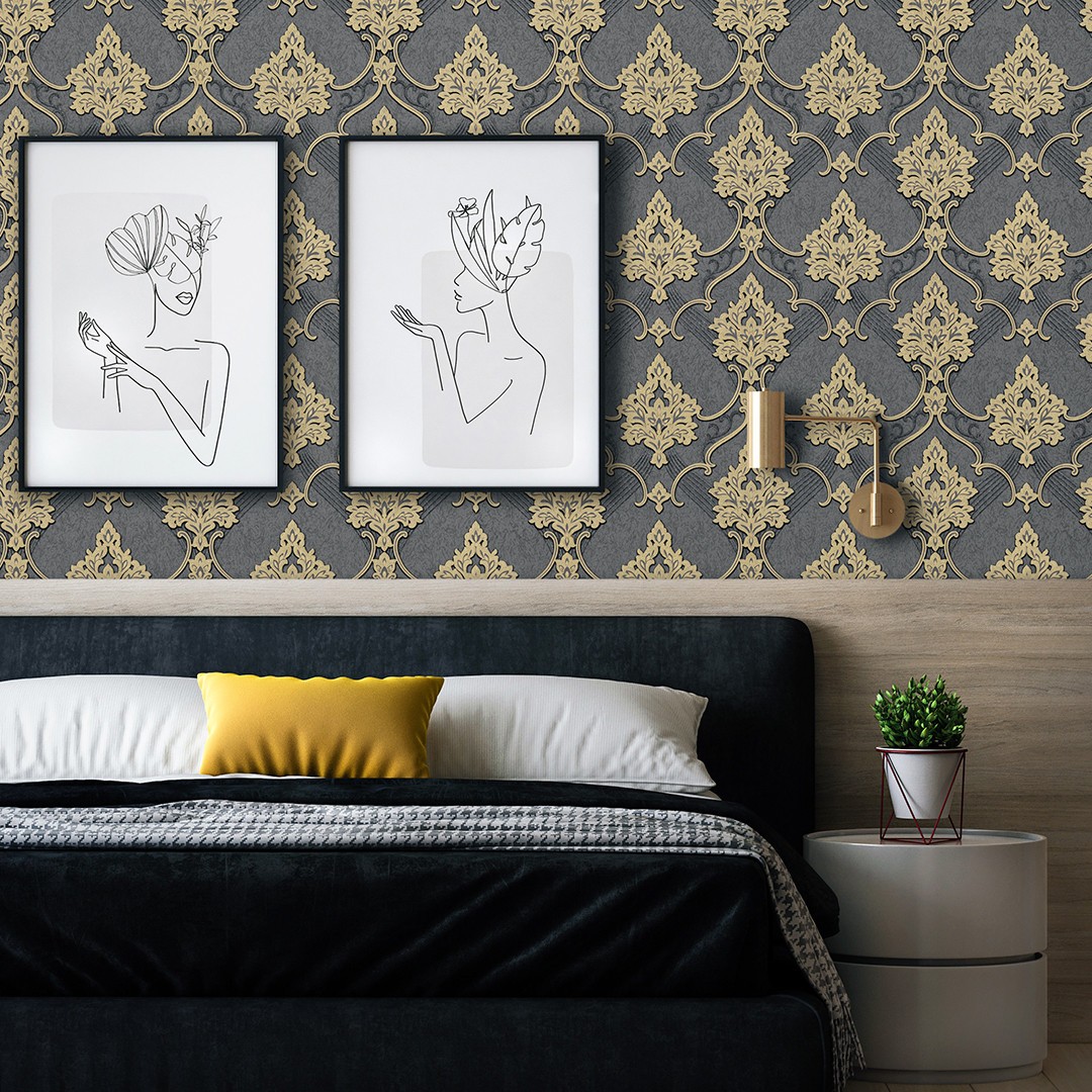 Vinyl Foam wallpaper on non-woven base Vinil ARABELLA DHV-1482/1 White 10,05 x 1,06 m