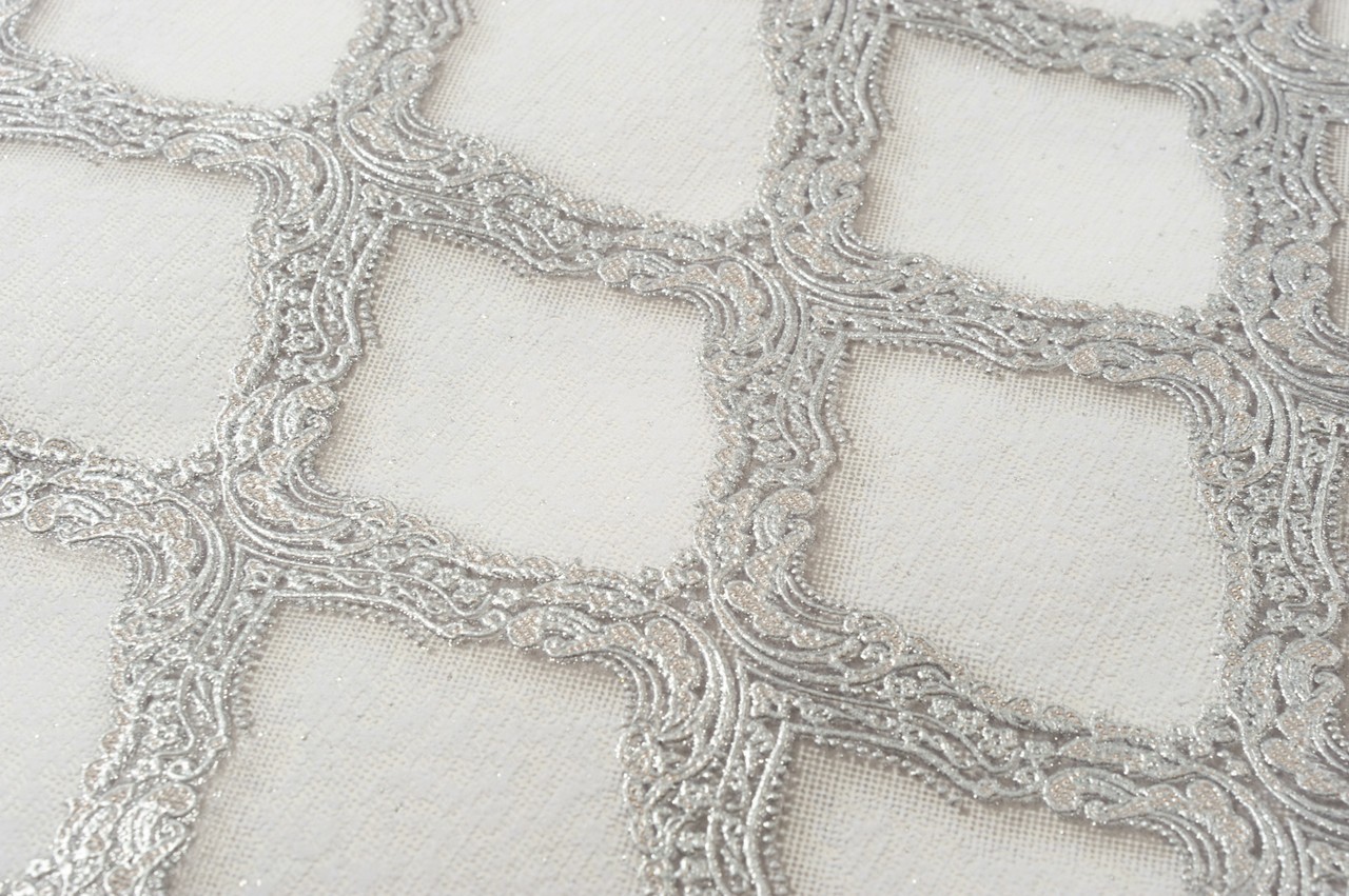 Vinyl Foam wallpaper on non-woven base Vinil CHARLOTTE KFV 3-1622 Light-Silver 10,05 x 0,53 m