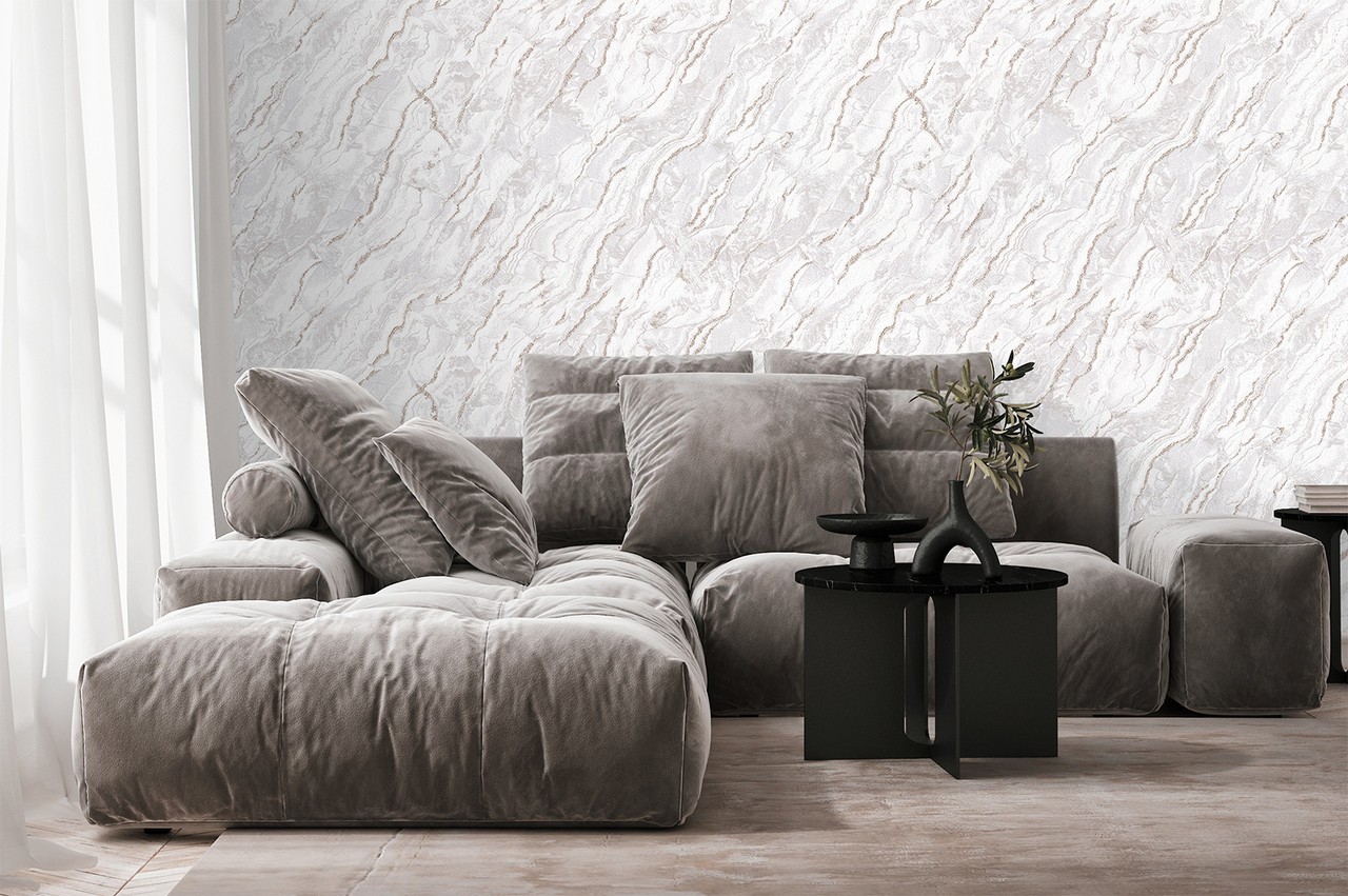 Vinyl Foam wallpaper on non-woven base Vinil Lagoona DHL-1651/3 Cold-Beige (1,06С…10,05 m)